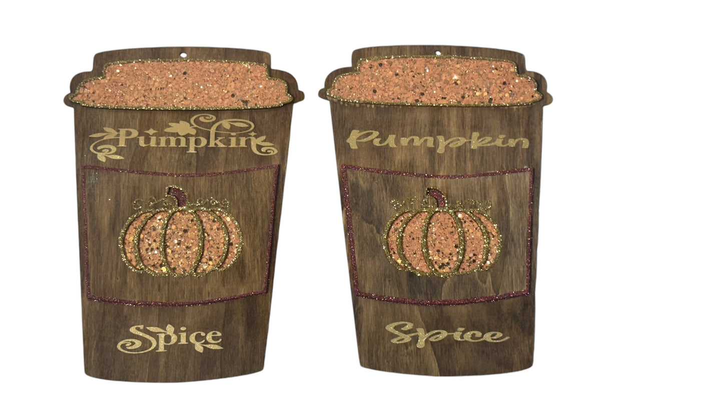 PUMPKIN COFFEE GLITTER SIGN